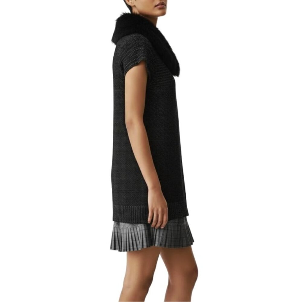 Style & Co Cardigan Sweater Black Silver Threading Removable Faux Trim Medium - Picture 5 of 9
